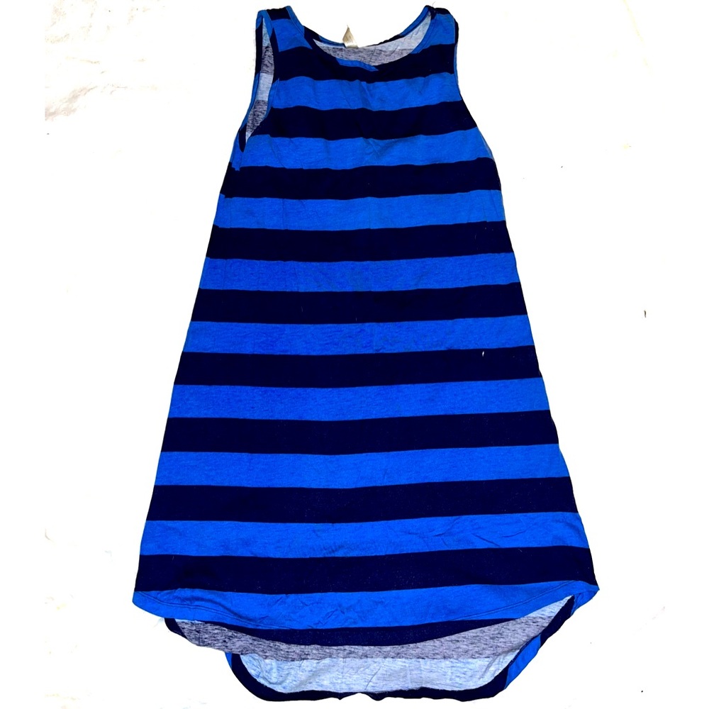 blue and navy tank swing dress with round hem